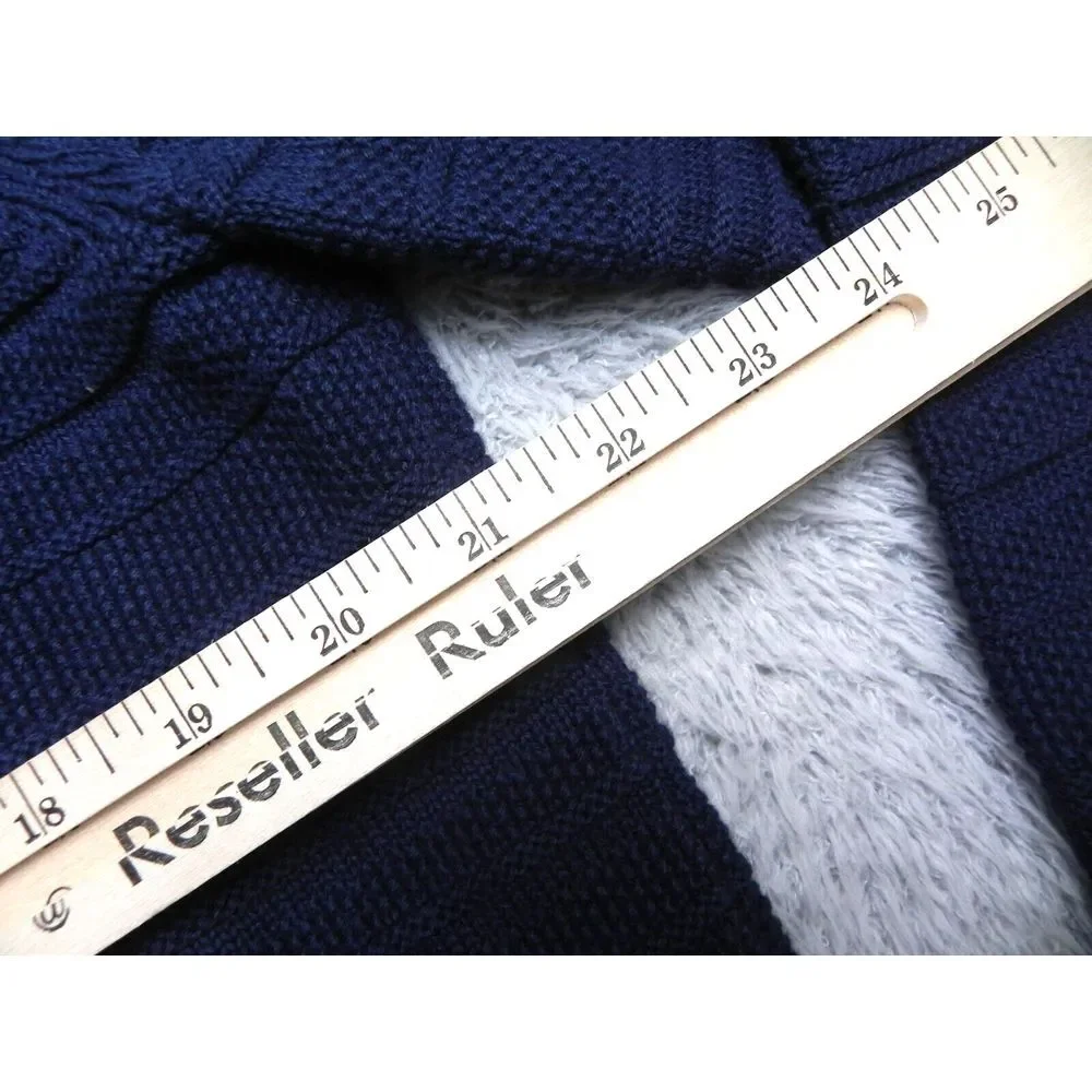 CHAPS Sweater Adult Large Navy Blue Mock Neck 1/4 Zip Cable Knit Outerwear Mens - Picture 5 of 7
